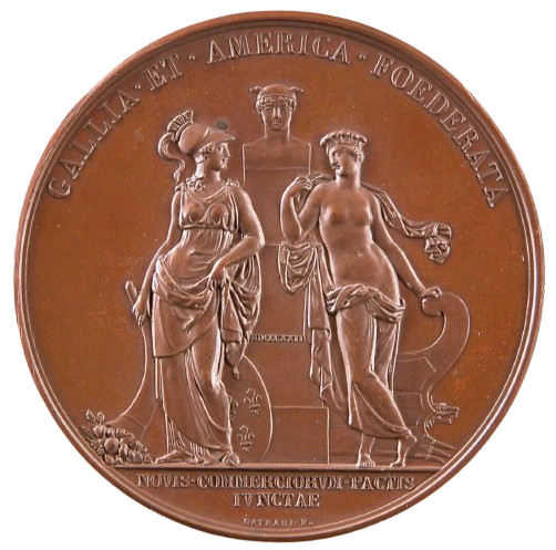 Médaille « Gallia et America Foederata » — Traité de commerce avec l'Amérique, 1822 (Marcassus de Puymaurin, Gayrard, Andrieu)